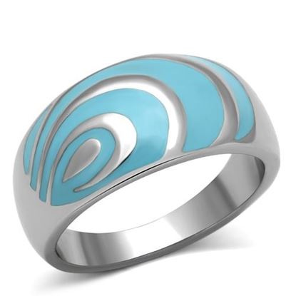 Picture of TK804 - Stainless Steel Ring High polished (no plating) Women Epoxy Sea Blue