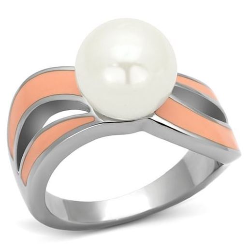 Picture of TK810 - Stainless Steel Ring High polished (no plating) Women Synthetic White