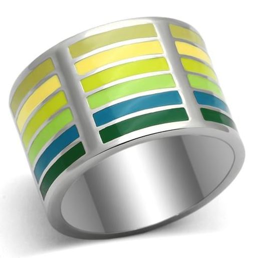 Picture of TK819 - Stainless Steel Ring High polished (no plating) Women Epoxy Multi Color