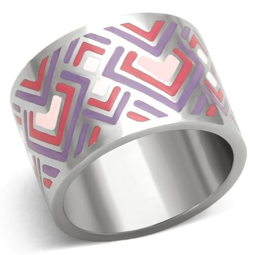 Picture of TK823 - Stainless Steel Ring High polished (no plating) Women Epoxy Multi Color