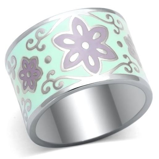 Picture of TK824 - Stainless Steel Ring High polished (no plating) Women Epoxy Multi Color