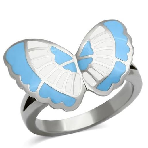 Picture of TK827 - Stainless Steel Ring High polished (no plating) Women Epoxy Multi Color