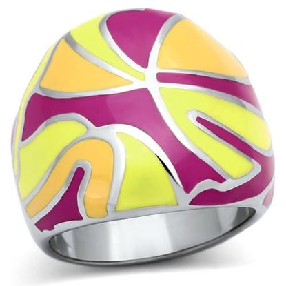 Picture of TK834 - Stainless Steel Ring High polished (no plating) Women Epoxy Multi Color