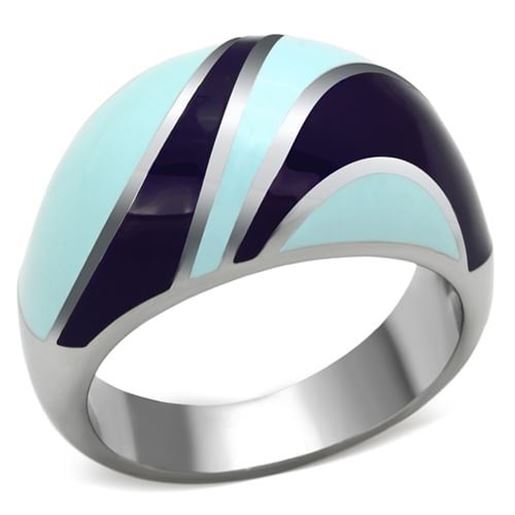 Picture of TK835 - Stainless Steel Ring High polished (no plating) Women Epoxy Multi Color