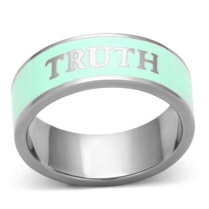 Picture of TK836 - Stainless Steel Ring High polished (no plating) Women Epoxy Turquoise