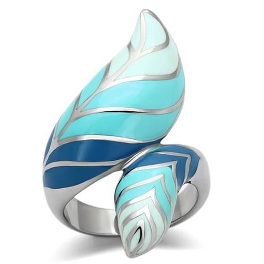 Picture of TK838 - Stainless Steel Ring High polished (no plating) Women Epoxy Multi Color