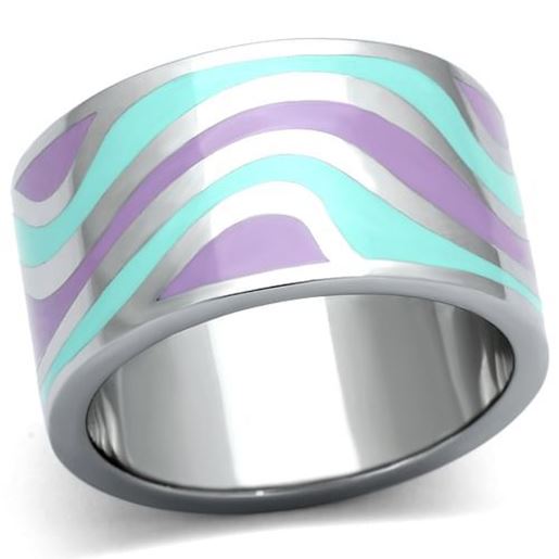 Picture of TK840 - Stainless Steel Ring High polished (no plating) Women Epoxy Multi Color