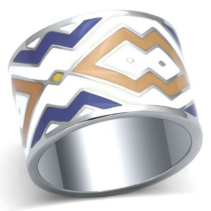 Picture of TK841 - Stainless Steel Ring High polished (no plating) Women Epoxy Multi Color