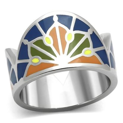 Picture of TK842 - Stainless Steel Ring High polished (no plating) Women Epoxy Multi Color