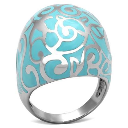 Picture of TK845 - Stainless Steel Ring High polished (no plating) Women Epoxy Aquamarine