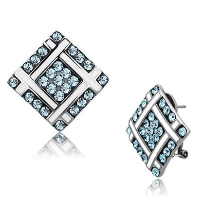 Picture of TK850 - Stainless Steel Earrings High polished (no plating) Women Top Grade Crystal Sea Blue