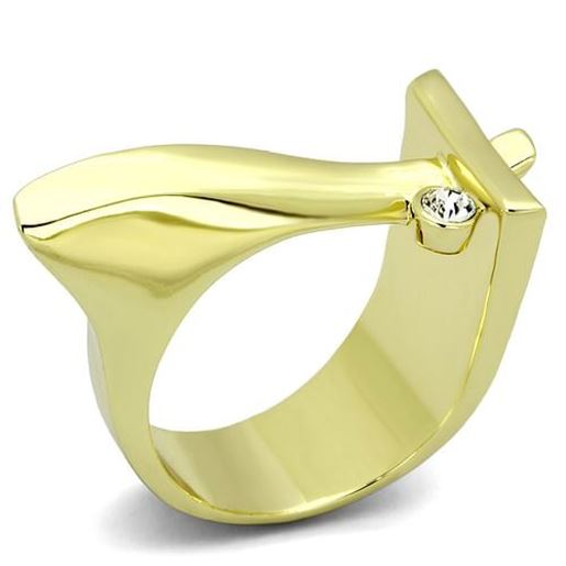 Picture of TK853 - Stainless Steel Ring IP Gold(Ion Plating) Women Top Grade Crystal Clear