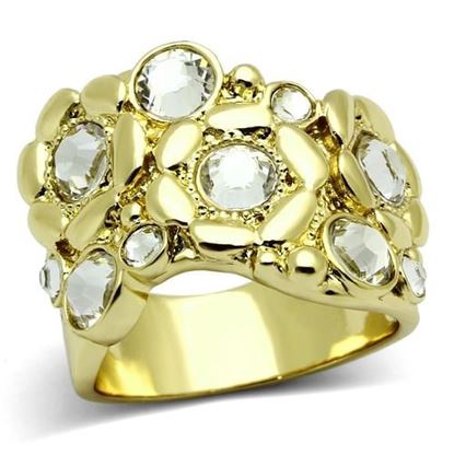 Picture of TK856 - Stainless Steel Ring IP Gold(Ion Plating) Women Top Grade Crystal Clear