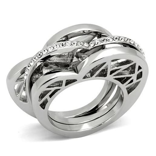 Picture of TK864 - Stainless Steel Ring High polished (no plating) Women Top Grade Crystal Clear