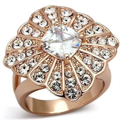 Picture of TK866 - Stainless Steel Ring IP Rose Gold(Ion Plating) Women AAA Grade CZ Clear