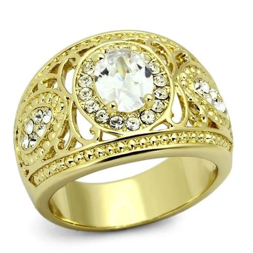 Picture of TK868 - Stainless Steel Ring IP Gold(Ion Plating) Women AAA Grade CZ Clear