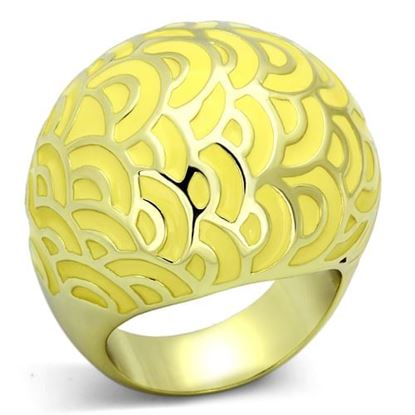 Picture of TK873 - Stainless Steel Ring IP Gold(Ion Plating) Women Epoxy Topaz