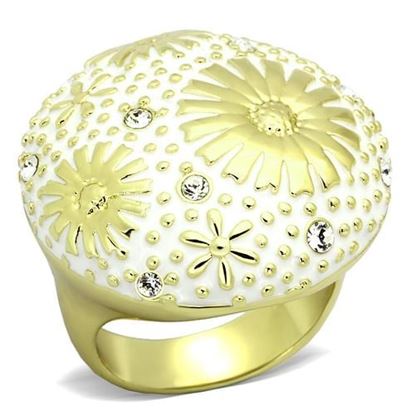 Picture of TK875 - Stainless Steel Ring IP Gold(Ion Plating) Women Top Grade Crystal Clear