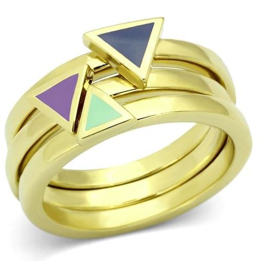 Picture of TK877 - Stainless Steel Ring IP Gold(Ion Plating) Women Epoxy Multi Color