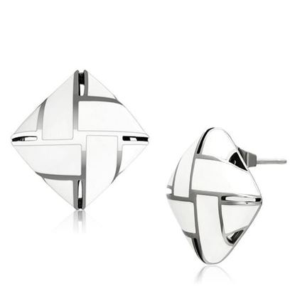 Picture of TK896 - Stainless Steel Earrings High polished (no plating) Women Epoxy White