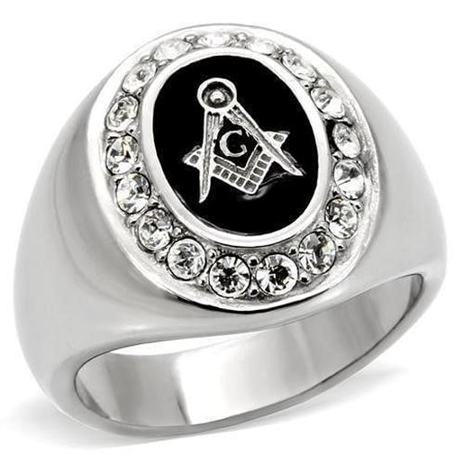 Picture of TK8X023 - Stainless Steel Ring High polished (no plating) Men Top Grade Crystal Clear