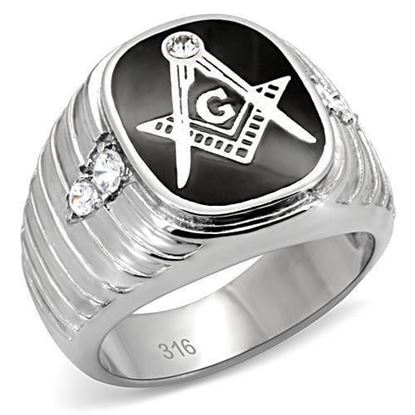 Picture of TK8X024 - Stainless Steel Ring High polished (no plating) Men Top Grade Crystal Clear