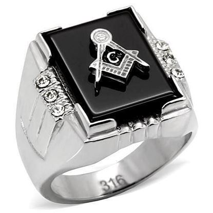 Picture of TK8X027 - Stainless Steel Ring High polished (no plating) Men Semi-Precious Jet