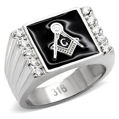 Picture of TK8X030 - Stainless Steel Ring High polished (no plating) Men AAA Grade CZ Clear