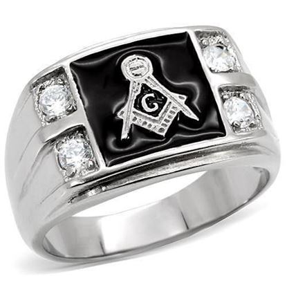 Picture of TK8X031 - Stainless Steel Ring High polished (no plating) Men AAA Grade CZ Clear