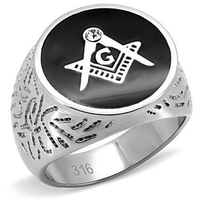 Picture of TK8X034 - Stainless Steel Ring High polished (no plating) Men Top Grade Crystal Clear