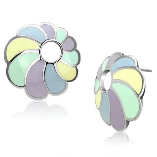 Picture of TK905 - Stainless Steel Earrings High polished (no plating) Women Epoxy Multi Color