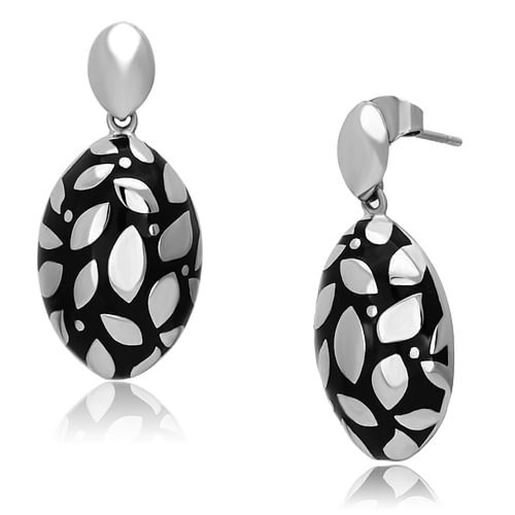 Picture of TK912 - Stainless Steel Earrings High polished (no plating) Women Epoxy Jet