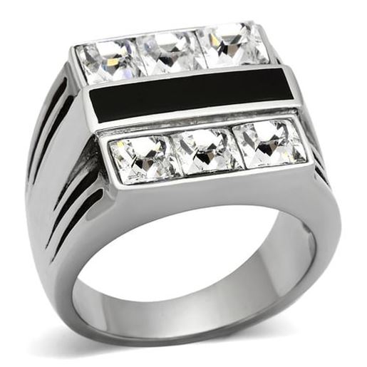 Picture of TK920 - Stainless Steel Ring High polished (no plating) Men Top Grade Crystal Clear