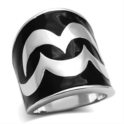 Picture of TK926 - Stainless Steel Ring High polished (no plating) Women Epoxy Jet