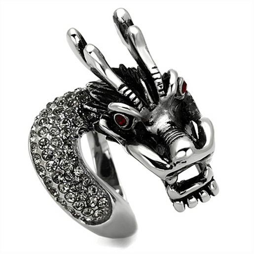 Picture of TK934 - Stainless Steel Ring High polished (no plating) Women Top Grade Crystal Siam