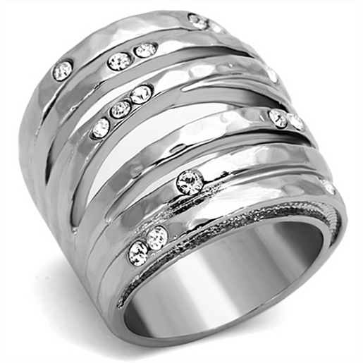 Picture of TK937 - Stainless Steel Ring High polished (no plating) Women Top Grade Crystal Clear