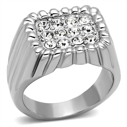 Picture of TK940 - Stainless Steel Ring High polished (no plating) Men Top Grade Crystal Clear