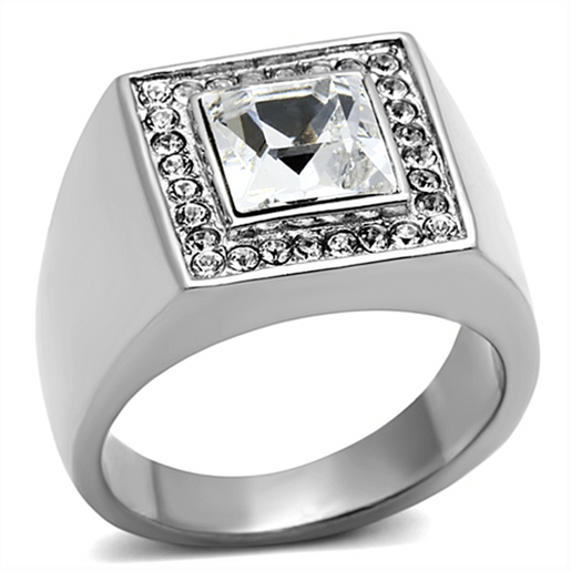 Picture of TK945 - Stainless Steel Ring High polished (no plating) Men Top Grade Crystal Clear