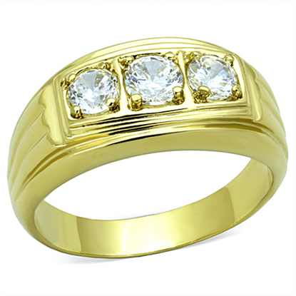 Picture of TK946G - Stainless Steel Ring IP Gold(Ion Plating) Men AAA Grade CZ Clear