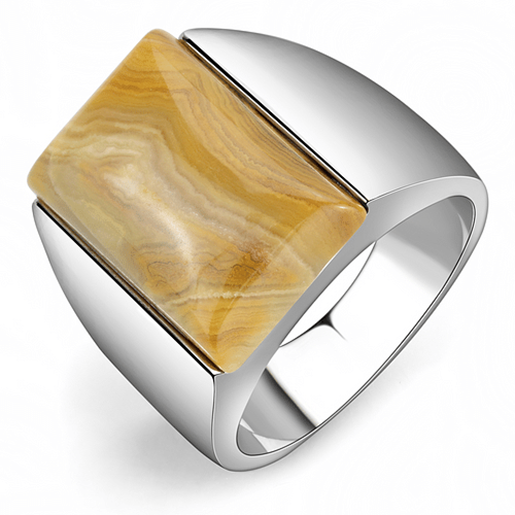 Picture of TK947 - Stainless Steel Ring High polished (no plating) Men Semi-Precious Brown