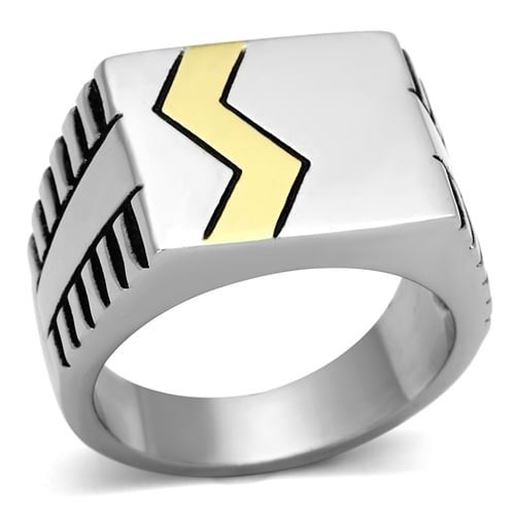 Picture of TK950 - Stainless Steel Ring Two-Tone IP Gold (Ion Plating) Men Epoxy Jet