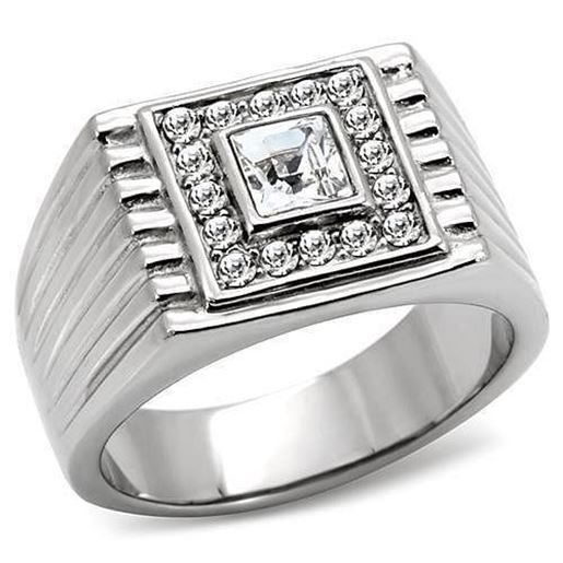 Picture of TK95312 - Stainless Steel Ring High polished (no plating) Men Top Grade Crystal Clear