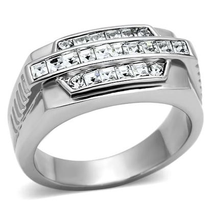 Picture of TK956 - Stainless Steel Ring High polished (no plating) Men Top Grade Crystal Clear