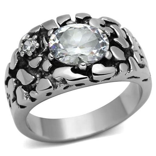 Picture of TK959 - Stainless Steel Ring High polished (no plating) Men AAA Grade CZ Clear