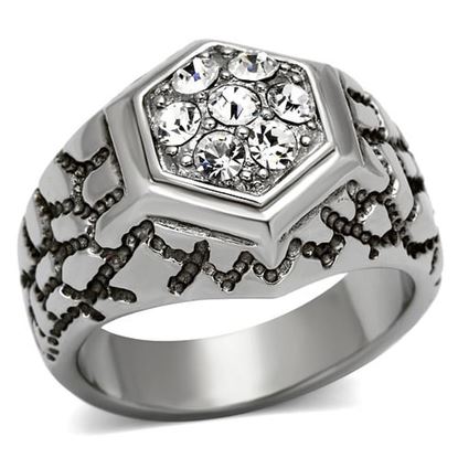 Picture of TK960 - Stainless Steel Ring High polished (no plating) Men Top Grade Crystal Clear