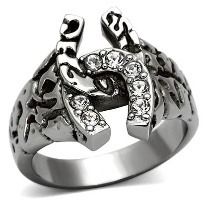 Picture of TK961 - Stainless Steel Ring High polished (no plating) Men Top Grade Crystal Clear