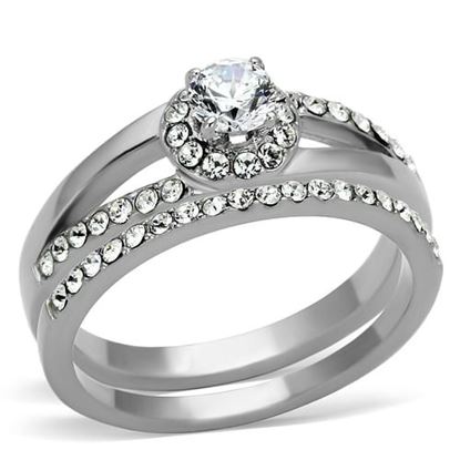 Picture of TK971 - Stainless Steel Ring High polished (no plating) Women AAA Grade CZ Clear