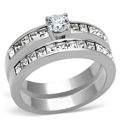 Picture of TK972 - Stainless Steel Ring High polished (no plating) Women AAA Grade CZ Clear