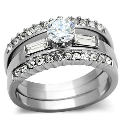 Picture of TK973 - Stainless Steel Ring High polished (no plating) Women AAA Grade CZ Clear