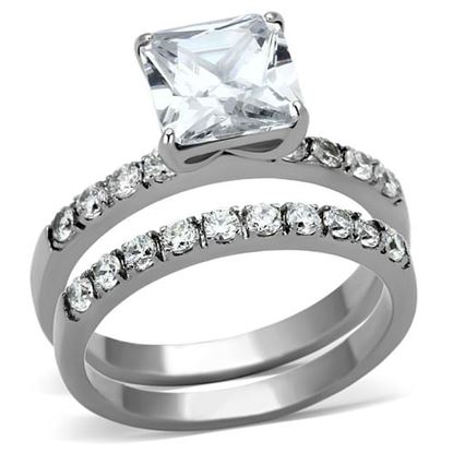 Picture of TK975 - Stainless Steel Ring High polished (no plating) Women AAA Grade CZ Clear